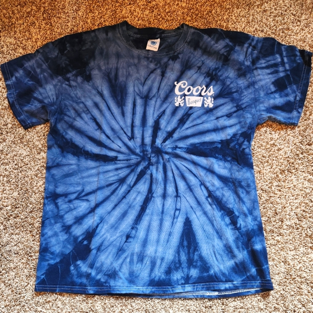 Men's Blue Coors Beer Tie-Dye T-Shirt - Size Large